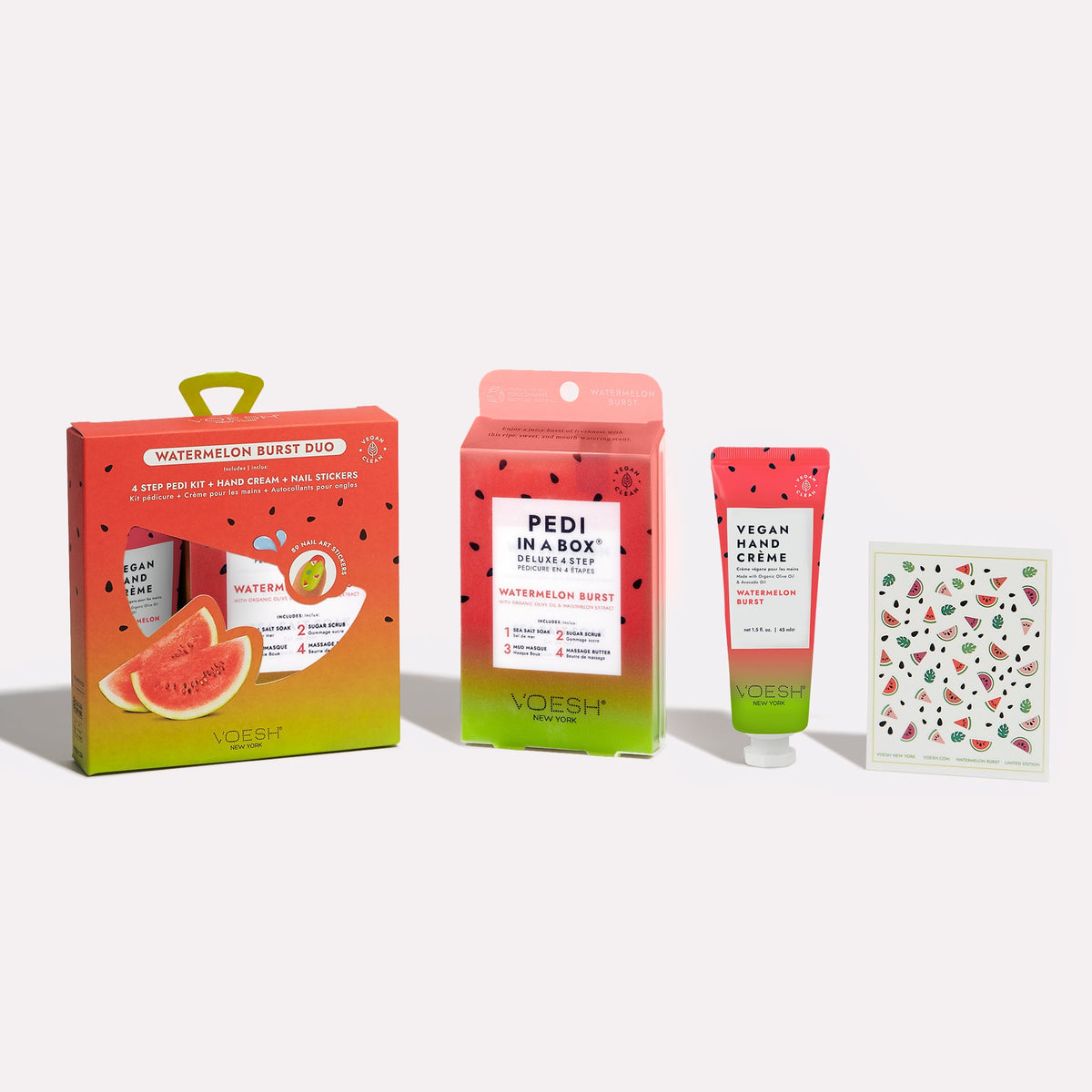 Voesh - Watermelon Duo (Pedi & Lotion) With Nail Stickers - VSC001WTR