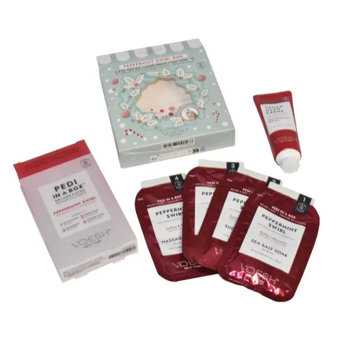 Voesh - Peppermint Swirl Duo (Pedi & Lotion) With Nail Stickers - VSC001PEP