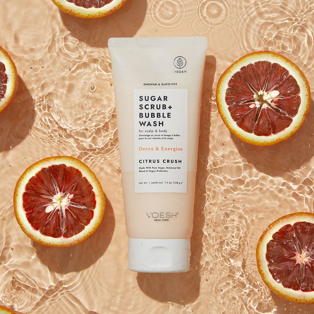 Voesh - Sugar Scrub + Bubble Wash For Scalp and Body - Citrus Crush - VBS107CTR