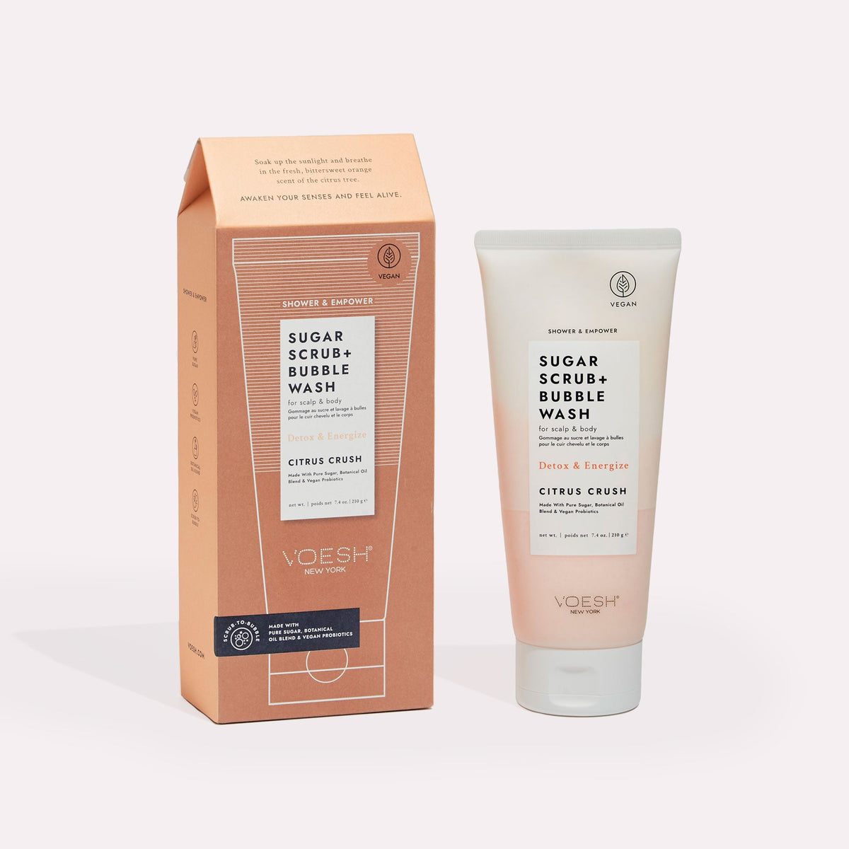 Voesh - Sugar Scrub + Bubble Wash For Scalp and Body - Citrus Crush - VBS107CTR