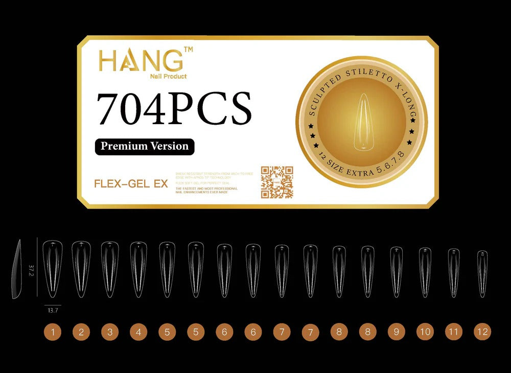 Flex-Gel X Natural Stiletto Tips (S–XL)