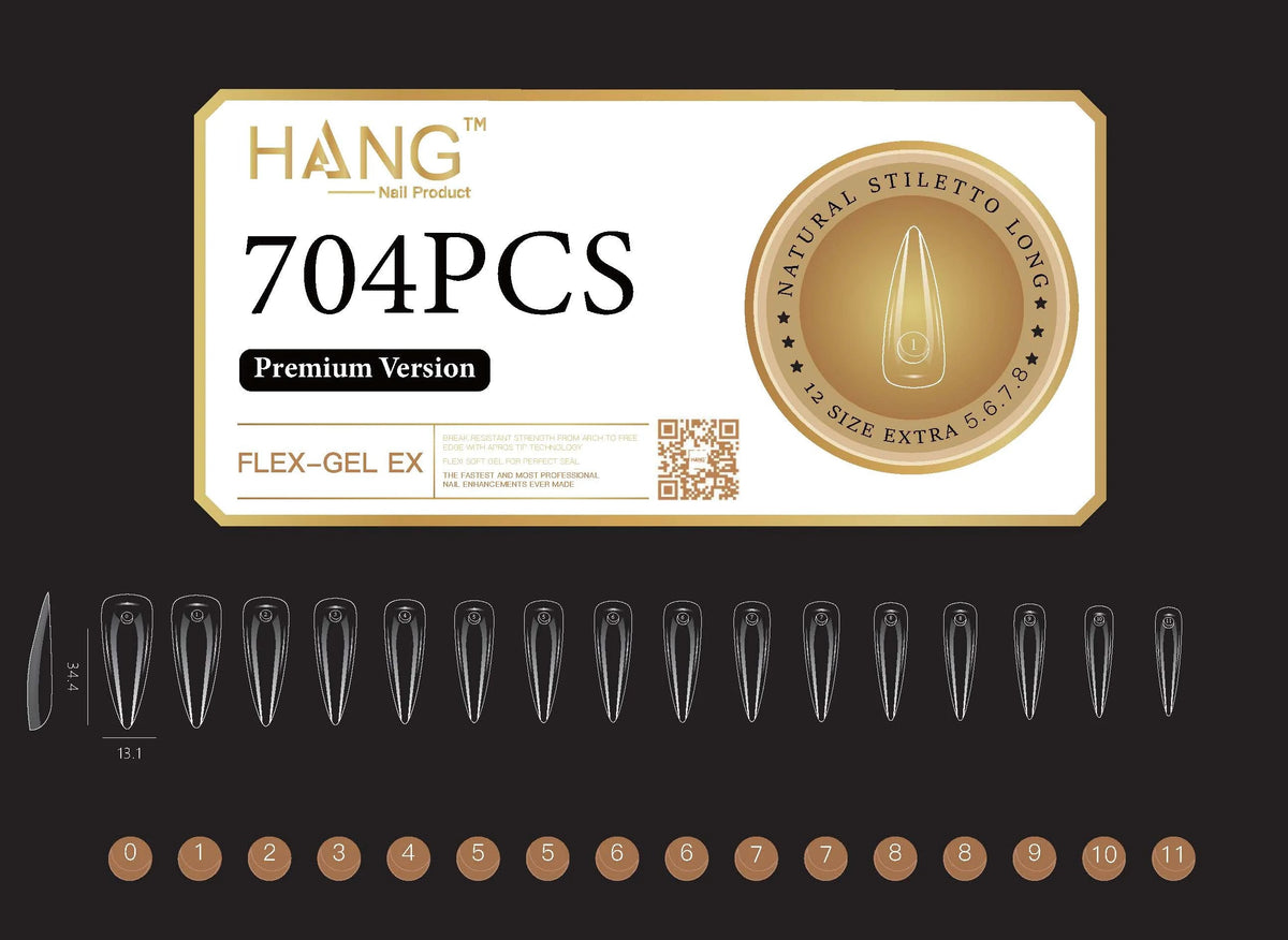 Flex-Gel X Natural Stiletto Tips (S–XL)