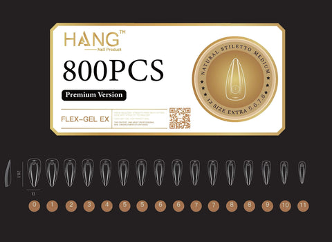 Flex-Gel X Natural Stiletto Tips (S–XL)