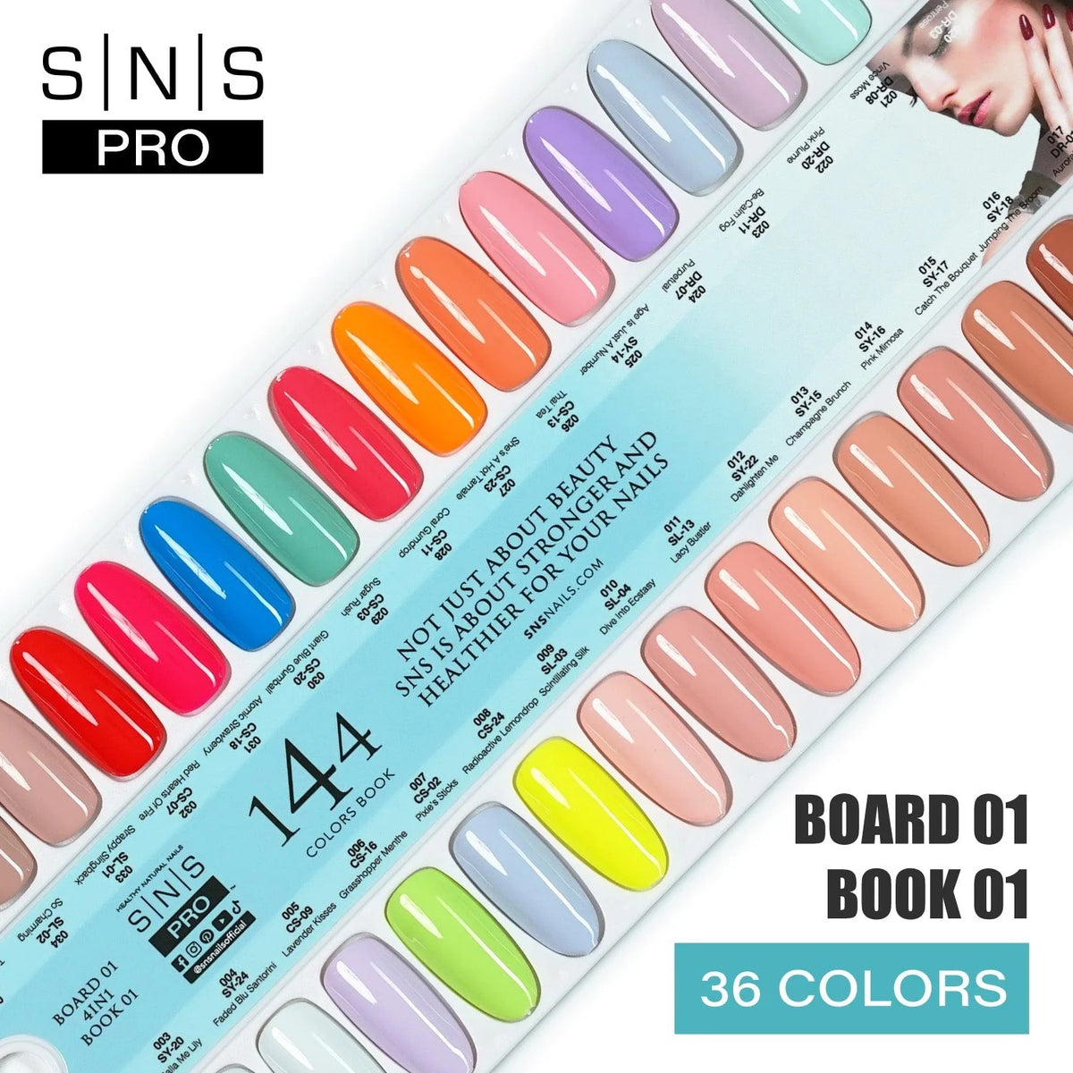 SNS Pro Gel Nail Polish Duo Set – 36 Colors Board 1 (001–036)