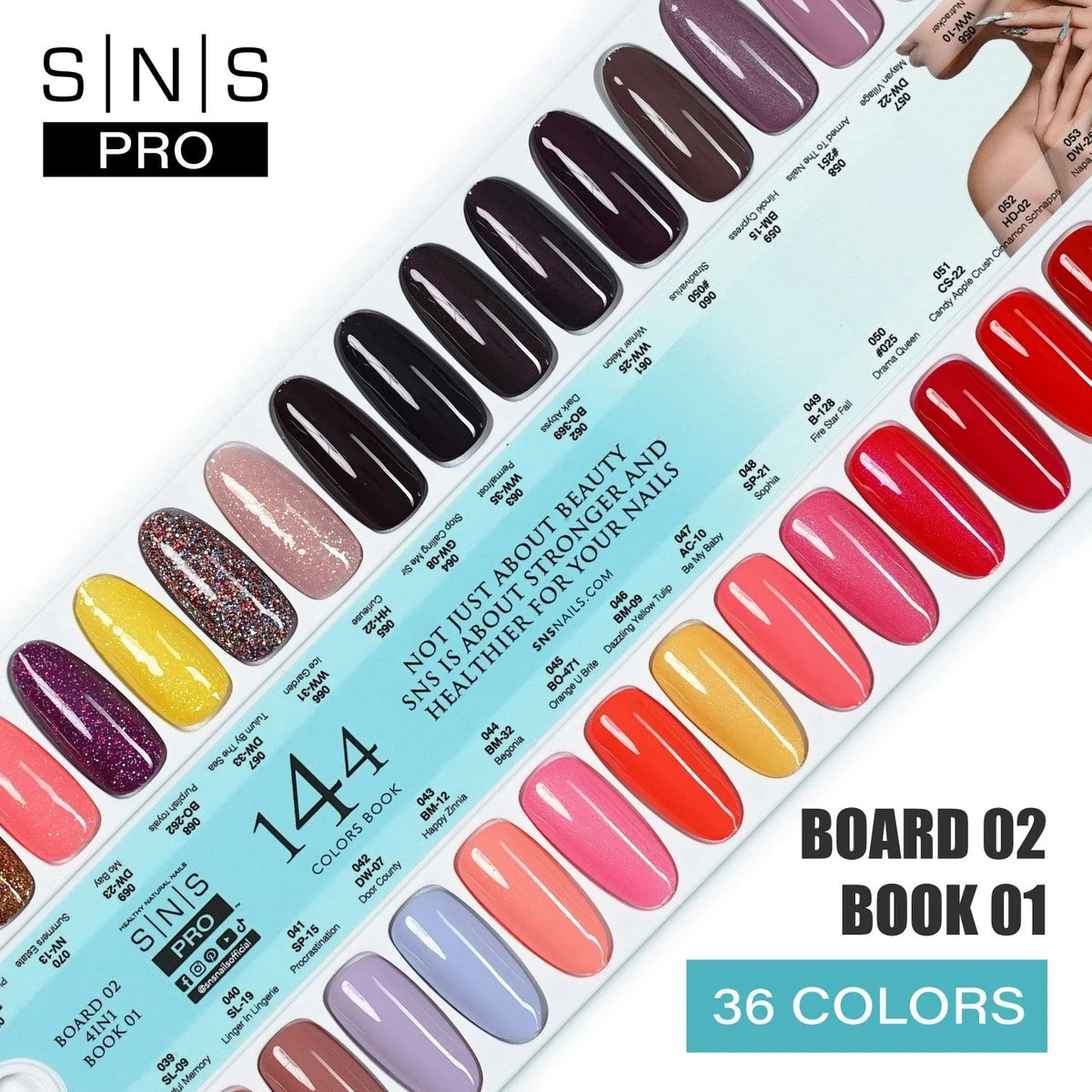 SNS Pro Gel Nail Polish Duo Set – 36 Colors Board 2 (037–072)