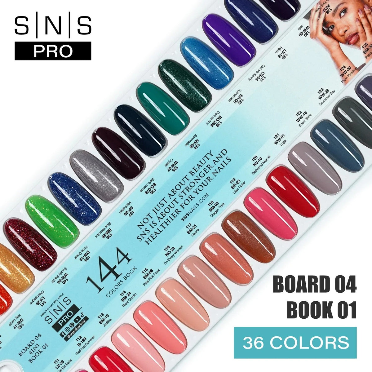 SNS Pro Gel Nail Polish Duo Set – 36 Colors Board 4 (109–144)