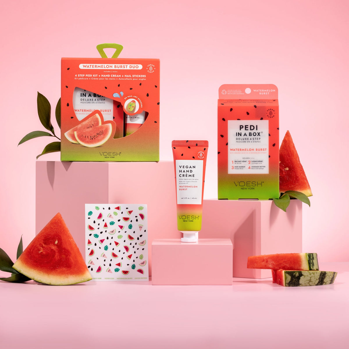 Voesh - Watermelon Duo (Pedi & Lotion) With Nail Stickers - VSC001WTR